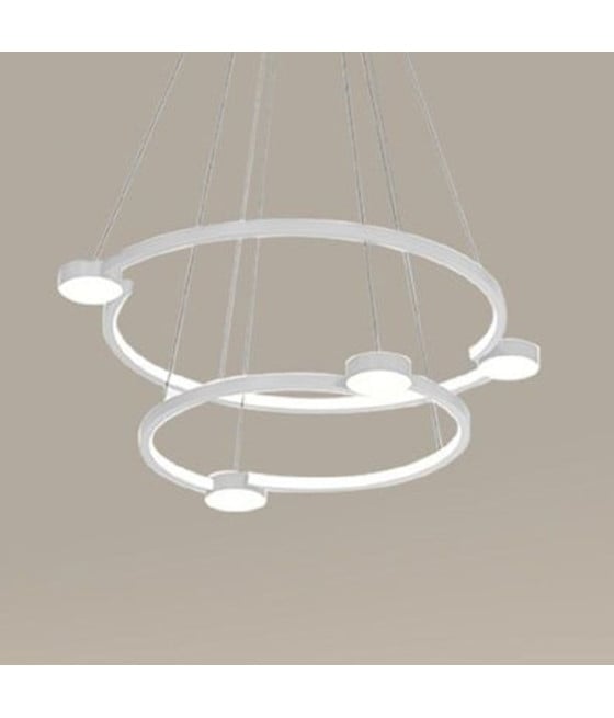 LAMPADARIO LED 60W 2 CERCHI CON TELECOMANDO BIANCO 71101