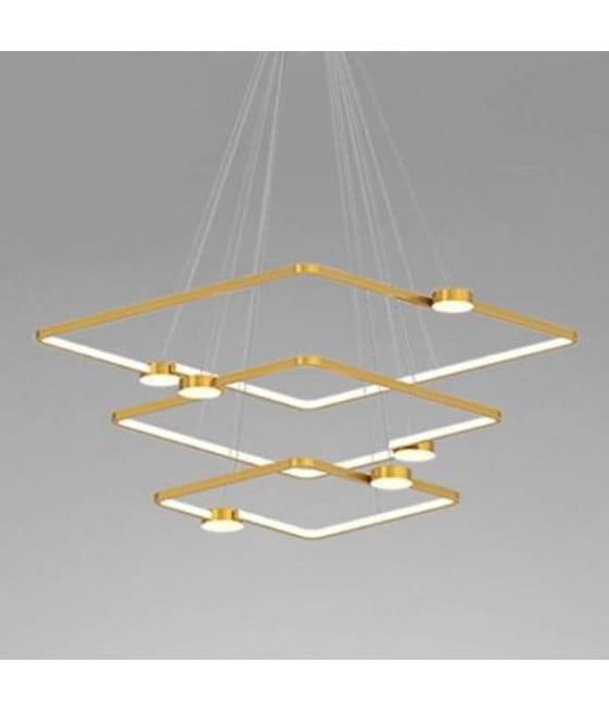 LAMPADARIO LED 112W 3 QUADRATI CON TELECOMANDO ORO 71231