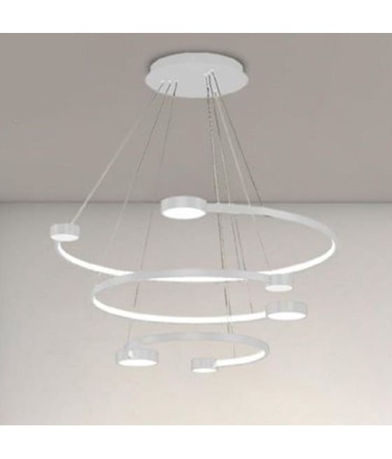 LAMPADARIO LED 65W 3 SEMI CERCHI CON TELECOMANDO BIANCO 71378