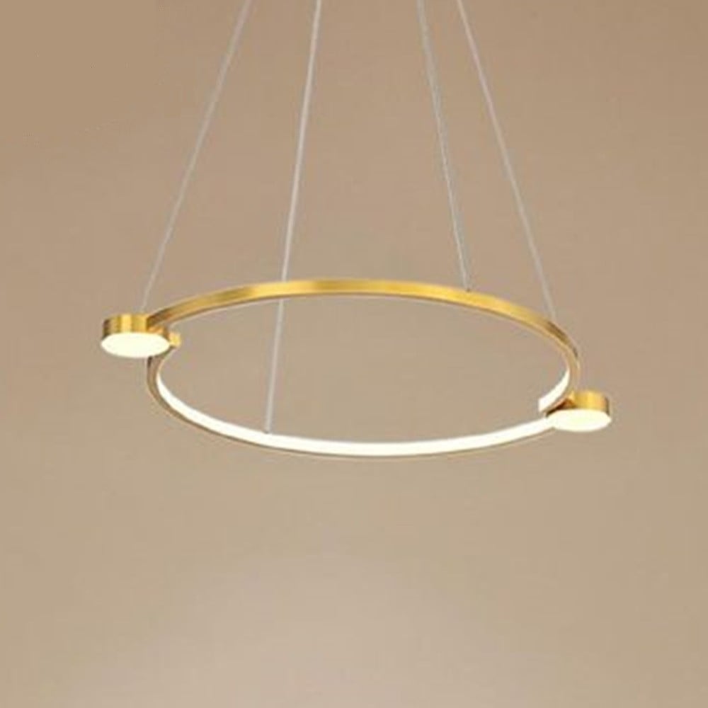 Trade Shop - Lampadario A Sospensione Led 20w Cerchio Con Telecomando Design Moderno Oro 71088 -