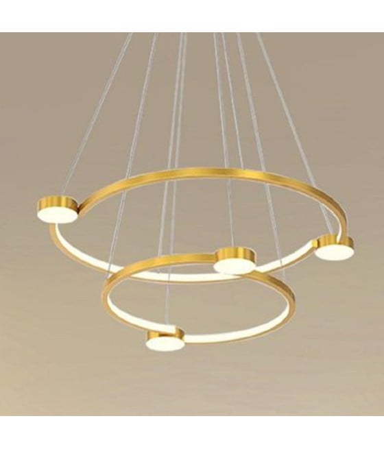LAMPADARIO LED 60W 2 CERCHI CON TELECOMANDO ORO 71118