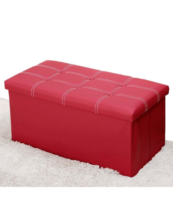 POUF CONTENITORE RETTANGOLARE SGABELLO POGGIAPIEDI ROSSO