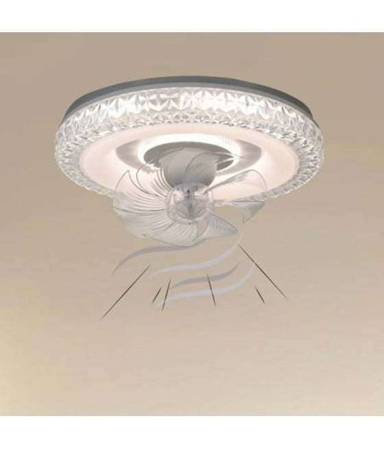 PLAFONIERA TONDA CRISTALLI VENTOLA LAMPADA VENTILATORE 33238
