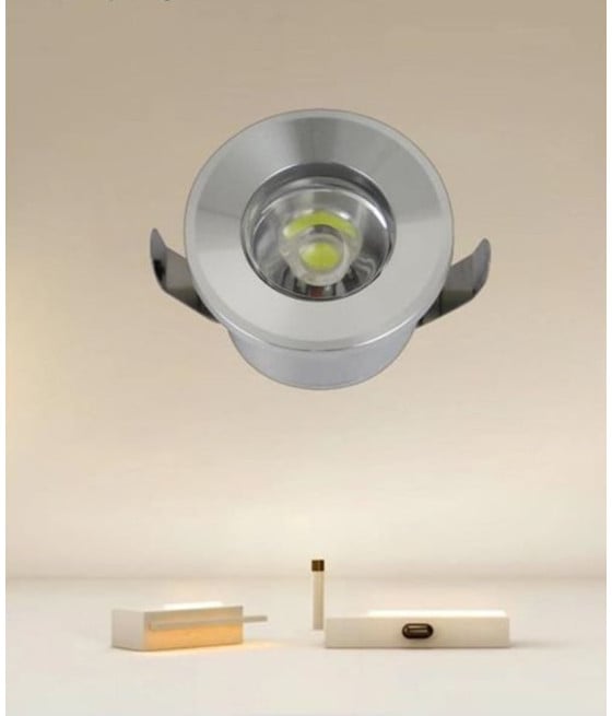 FARETTO 1W LED INCASSO ARGENTO SEGNAPASSI LUCE FREDDA 00243