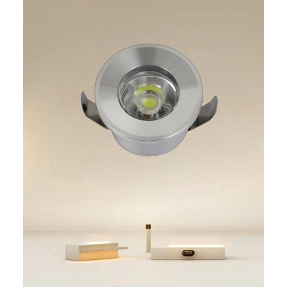 FARETTO 1W LED INCASSO ARGENTO SEGNAPASSI LUCE FREDDA 00243