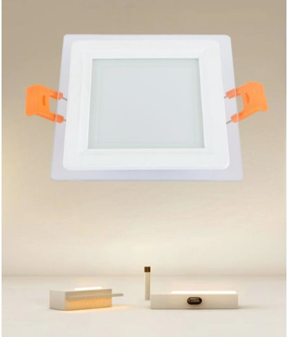 PANNELLO LED INCASSO LUCE 3000K-6500K 6W QUADRATO BORDO TRAPARENTE