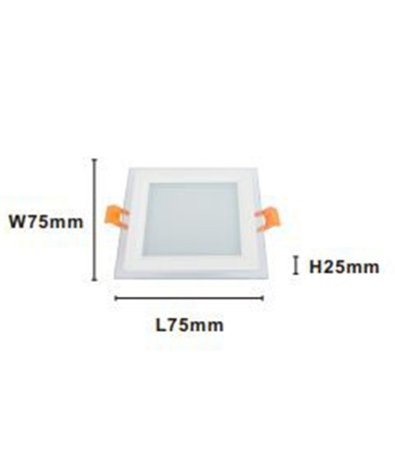 PANNELLO LED INCASSO LUCE 3000K-6500K 6W QUADRATO BORDO TRAPARENTE