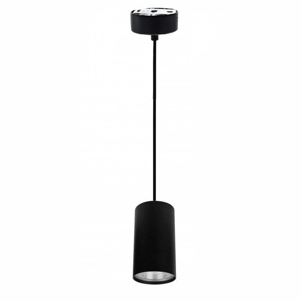 Trade Shop - Lampadario Faretto Cilindro Pendente A Sospensione Attacco Gu10 Nero 15 Cm 99937 -