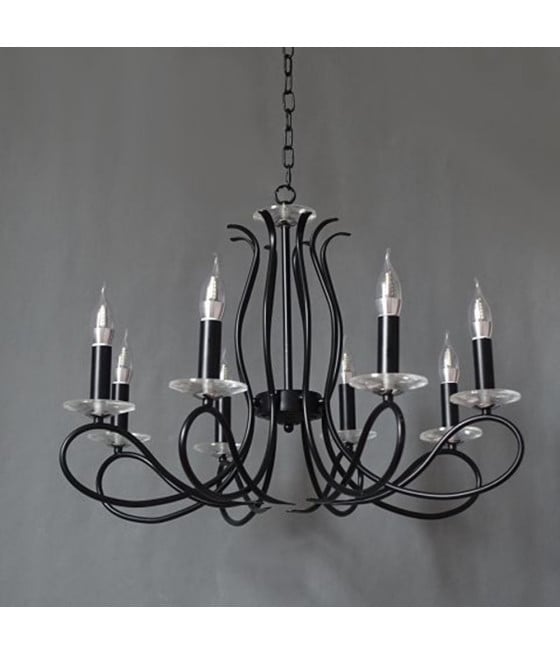 LAMPADARIO 8 BRACCI E14 SOFFITTO LAMPADA A SOSPENSIONE NERO 00514