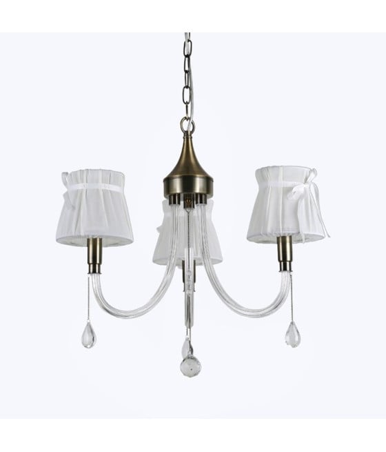 LAMPADARIO BRONZO BIANCO 3 BRACCI LAMPADA A SOSPENSIONE 92402