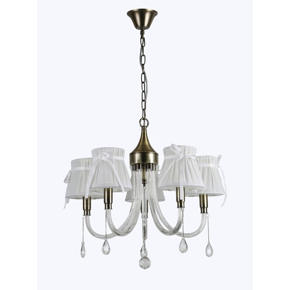 LAMPADARIO BRONZO BIANCO A 5 BRACCI LAMPADA A SOSPENSIONE 92396