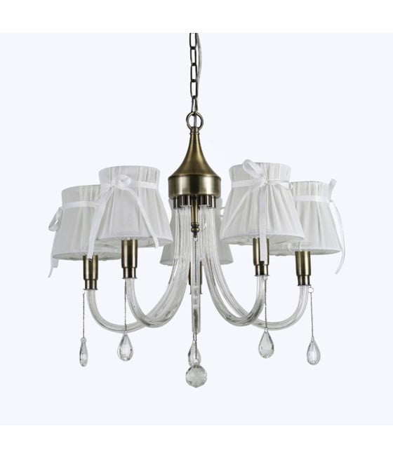LAMPADARIO BRONZO BIANCO A 5 BRACCI LAMPADA A SOSPENSIONE 92396