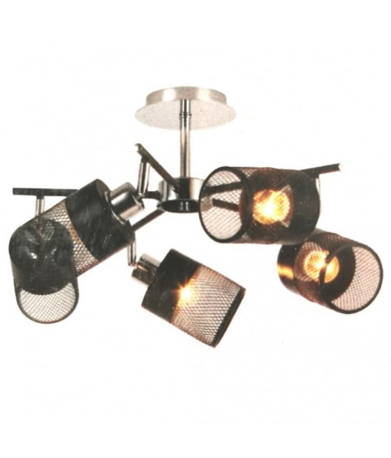 LAMPADARIO PLAFONIERA A SOFFITTO CON 5 PARALUMI LAMPADE E27 IN METALLO
