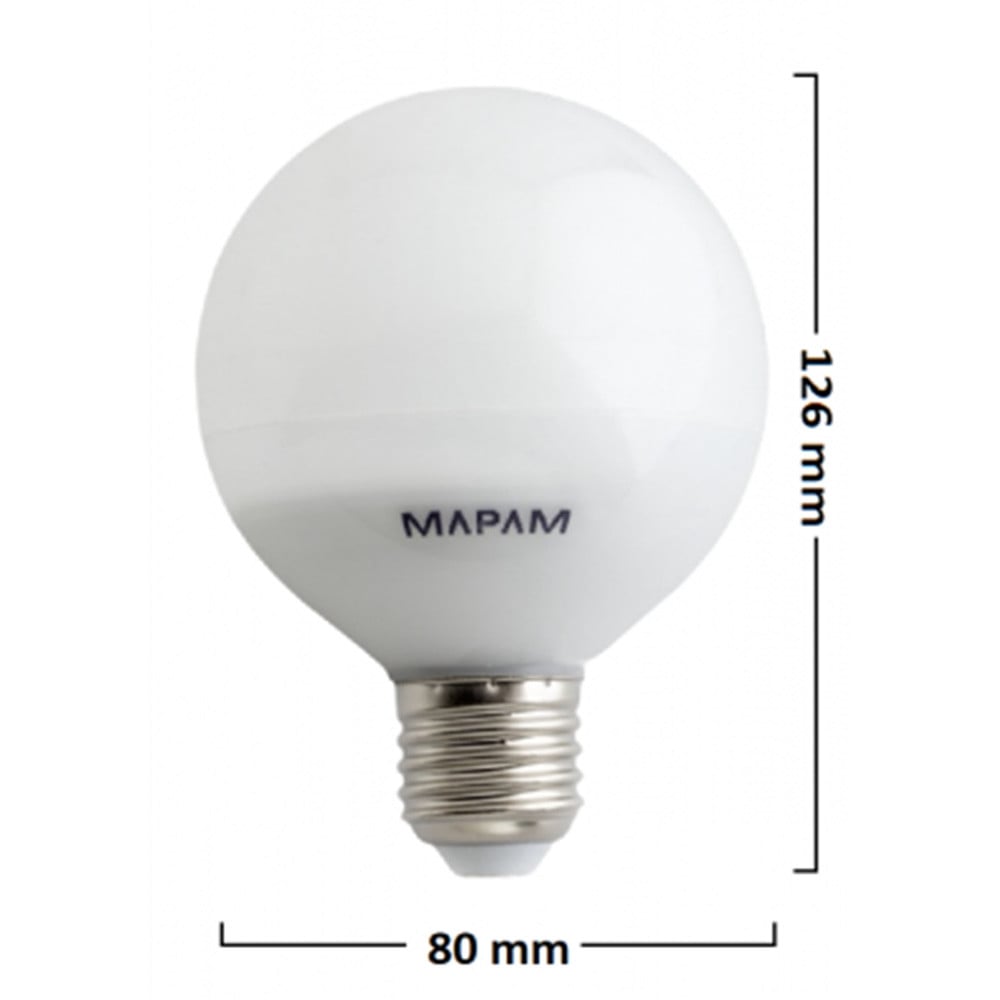 LAMPADINA LED E27 GLOBO G80 8W LUCE FREDDA BULBO SFERA PALLA 00166