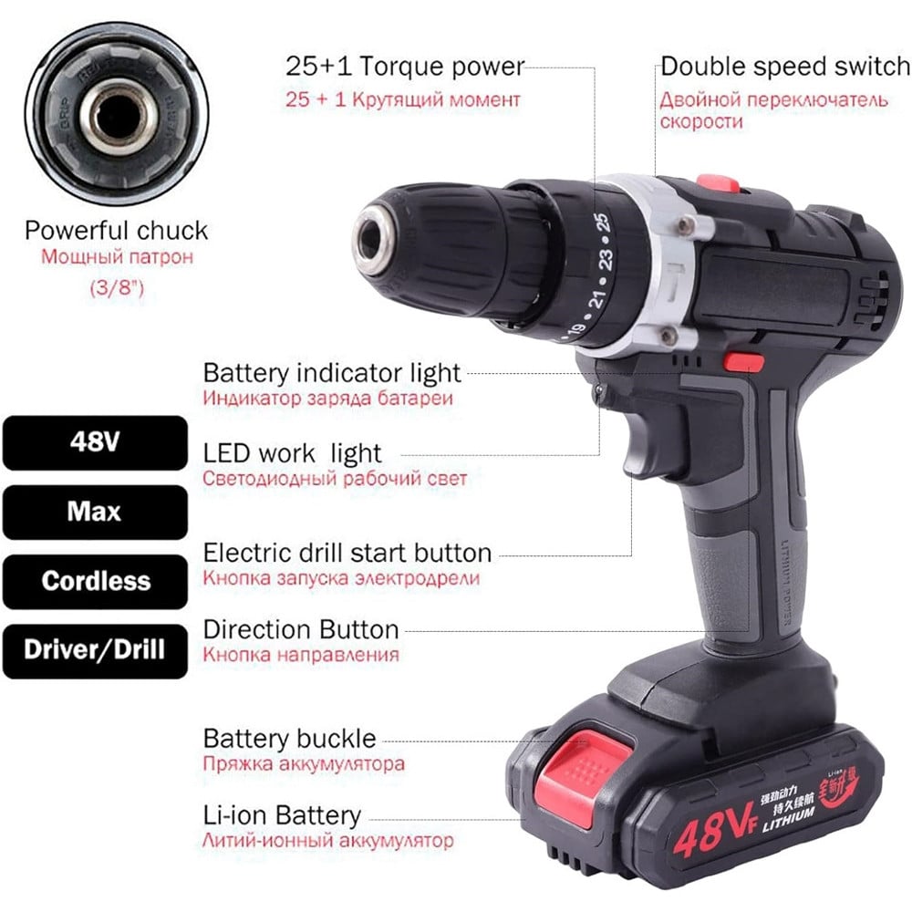 AVVITATORE A BATTERIA 48V TRAPANO CACCIAVITI INSTALLAZIONE