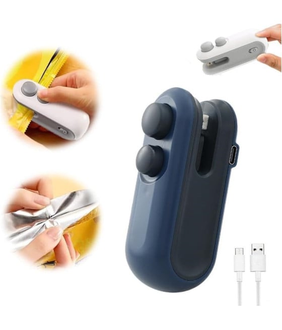 MINI SIGILLANTE 2 IN 1 USB RICARICABILE PORTATILE SIGILLARE SACCHETTI