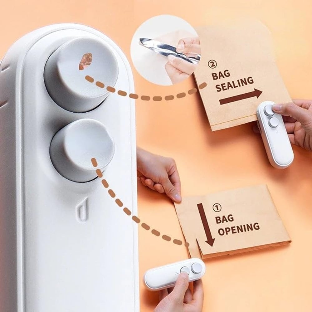 MINI SIGILLANTE 2 IN 1 USB RICARICABILE PORTATILE SIGILLARE SACCHETTI