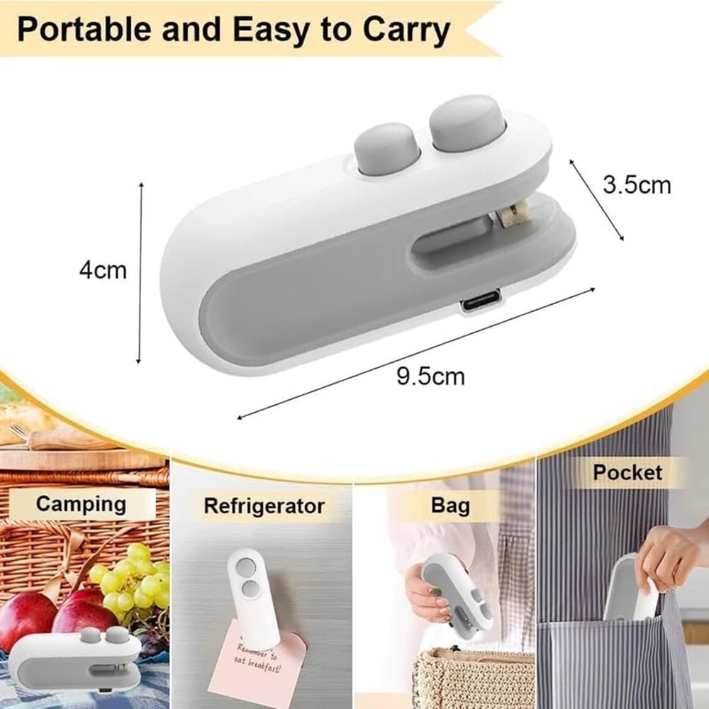 MINI SIGILLANTE 2 IN 1 USB RICARICABILE PORTATILE SIGILLARE SACCHETTI