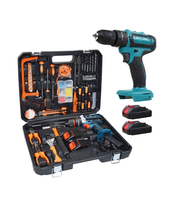 KIT 100PZ COMPLETO DI ATTREZZI TRAPANO AVVITATORE A BATTERIA
