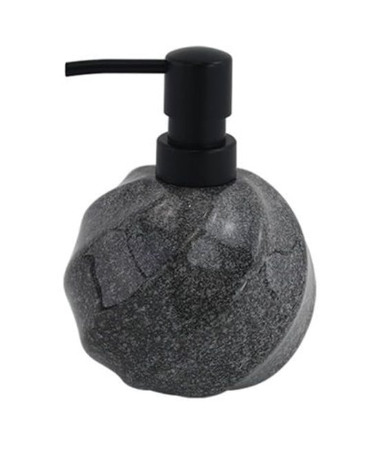 DISPENSER SAPONE LIQUIDO SFERICO RIGATO MARMO NERO BAGNO 87794