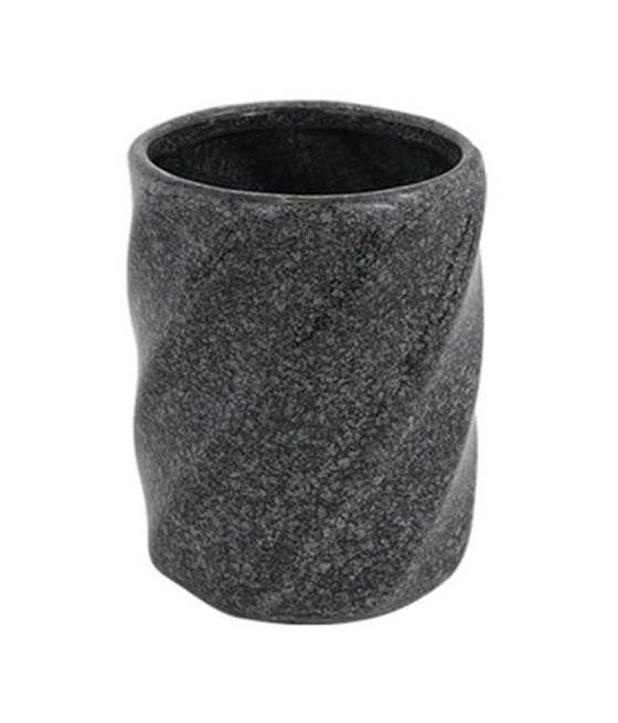 BICCHIERE PORTA SPAZZOLINI CERAMICA RIGATO MARMO NERO BAGNO 87795
