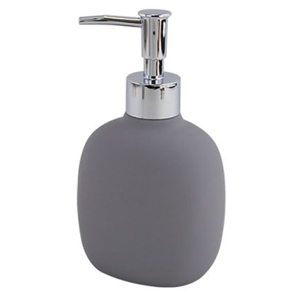 DISPENSER SAPONE LIQUIDO GRIGIO ABS POMPA CROMO BAGNO 87809