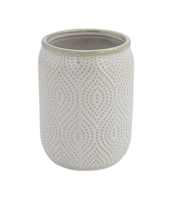 BICCHIERE PORTA SPAZZOLINI DENTIFRICIO BAGNO BIANCO ETNICO 87791