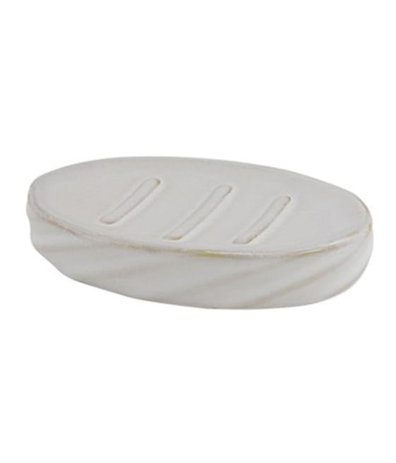 PIATTINO PORTA SAPONE RIGATO OBBLIQUO BIANCO OVALE BAGNO 87800
