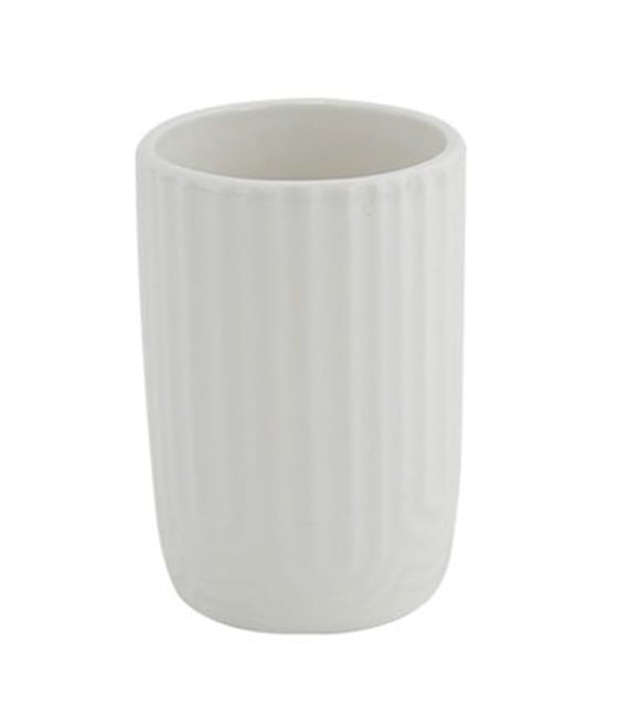 BICCHIERE PORTA SPAZZOLINI BAGNO CERAMICA RIGATA BIANCA 87803