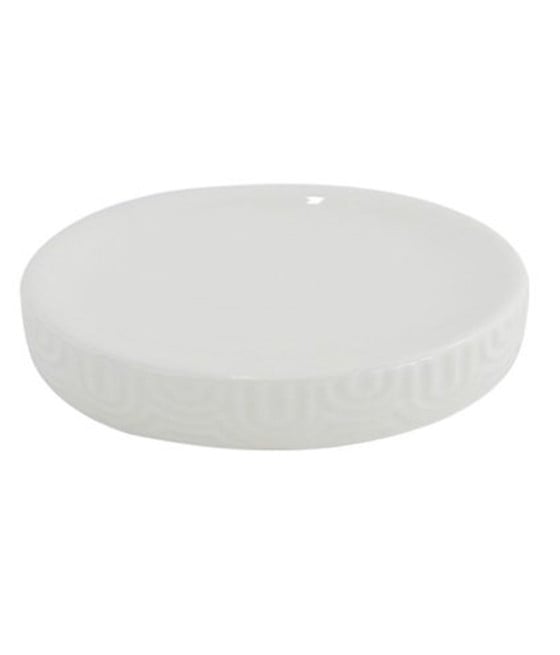 PIATTINO PORTA SAPONE BAGNO IN CERAMICA RIGATA BIANCA 87804