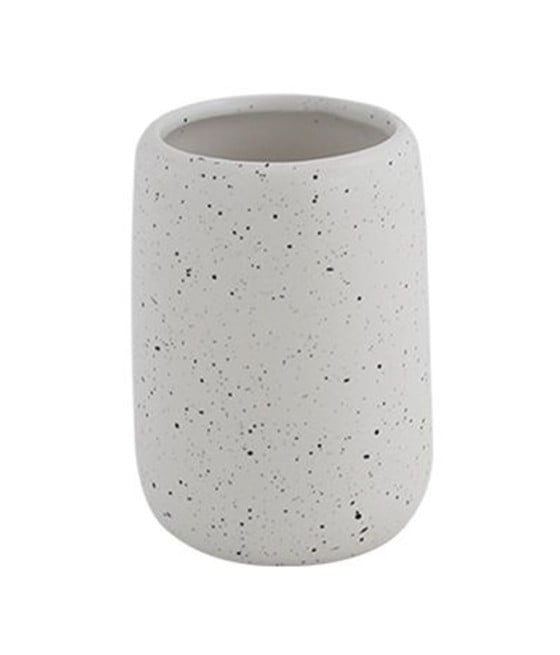 BICCHIERE PORTA SPAZZOLINI BIANCO EFFETTO PIETRA GRANITO BAGNO 87806