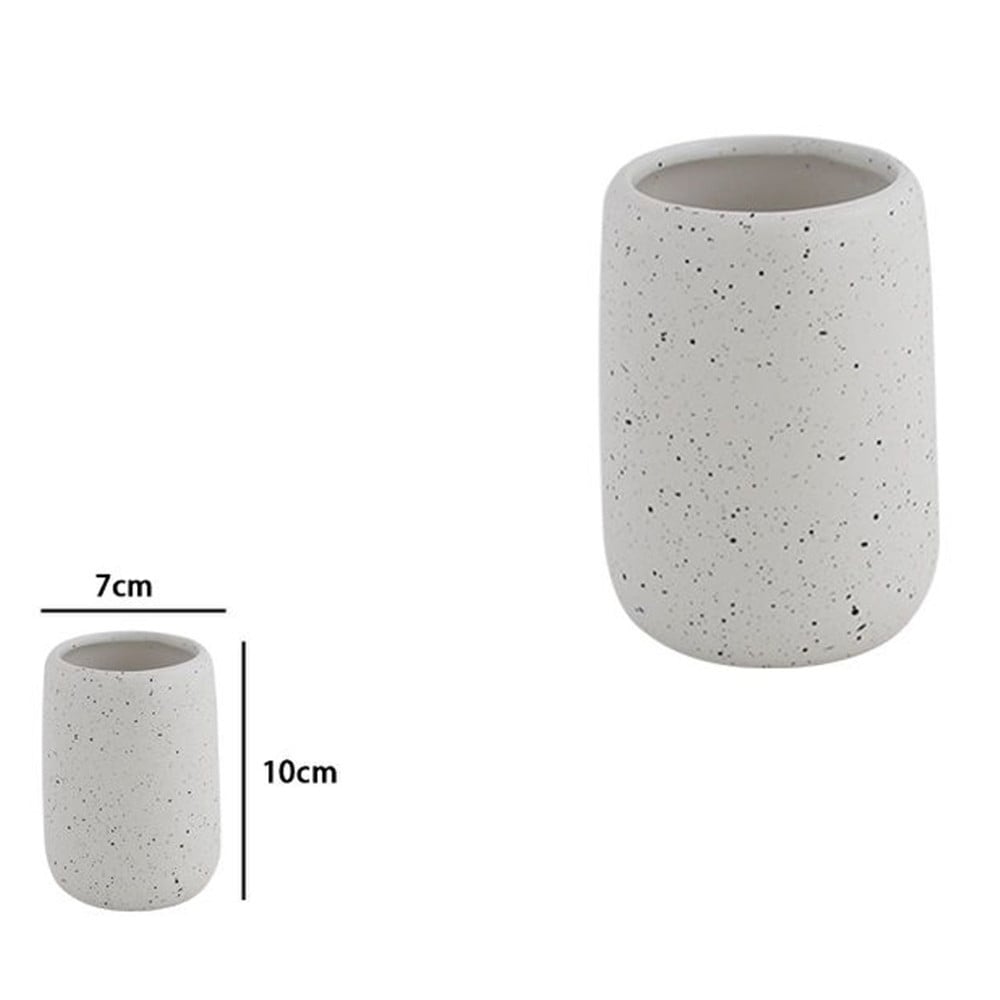 BICCHIERE PORTA SPAZZOLINI BIANCO EFFETTO PIETRA GRANITO BAGNO 87806