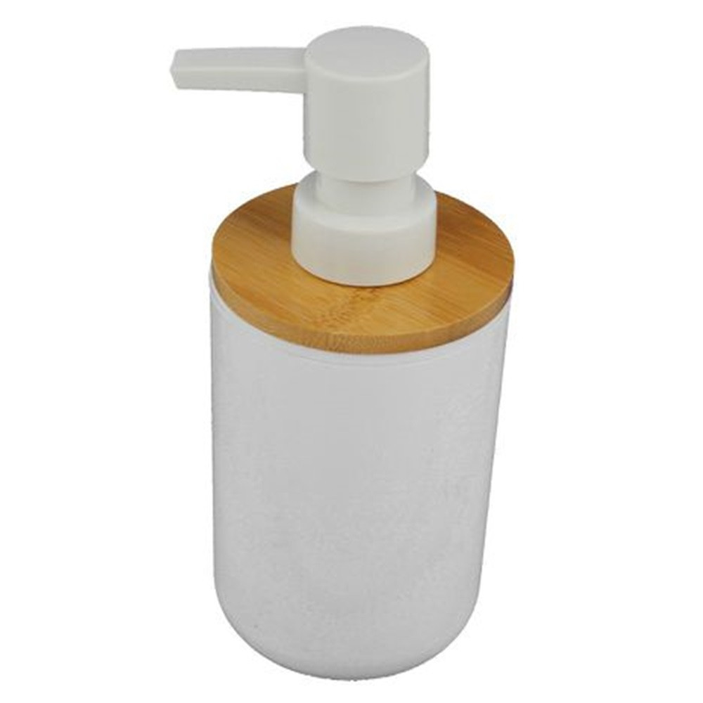 DISPENSER PORTA SAPONE LIQUIDO BIANCO LEGNO RICAMBIO ACCESSORI BAGNO