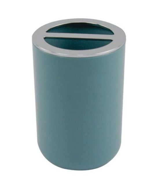 PORTA SPAZZOLINI BICCHIERE BAGNO 2 FORI VERDE PETROLIO SILVER 69474