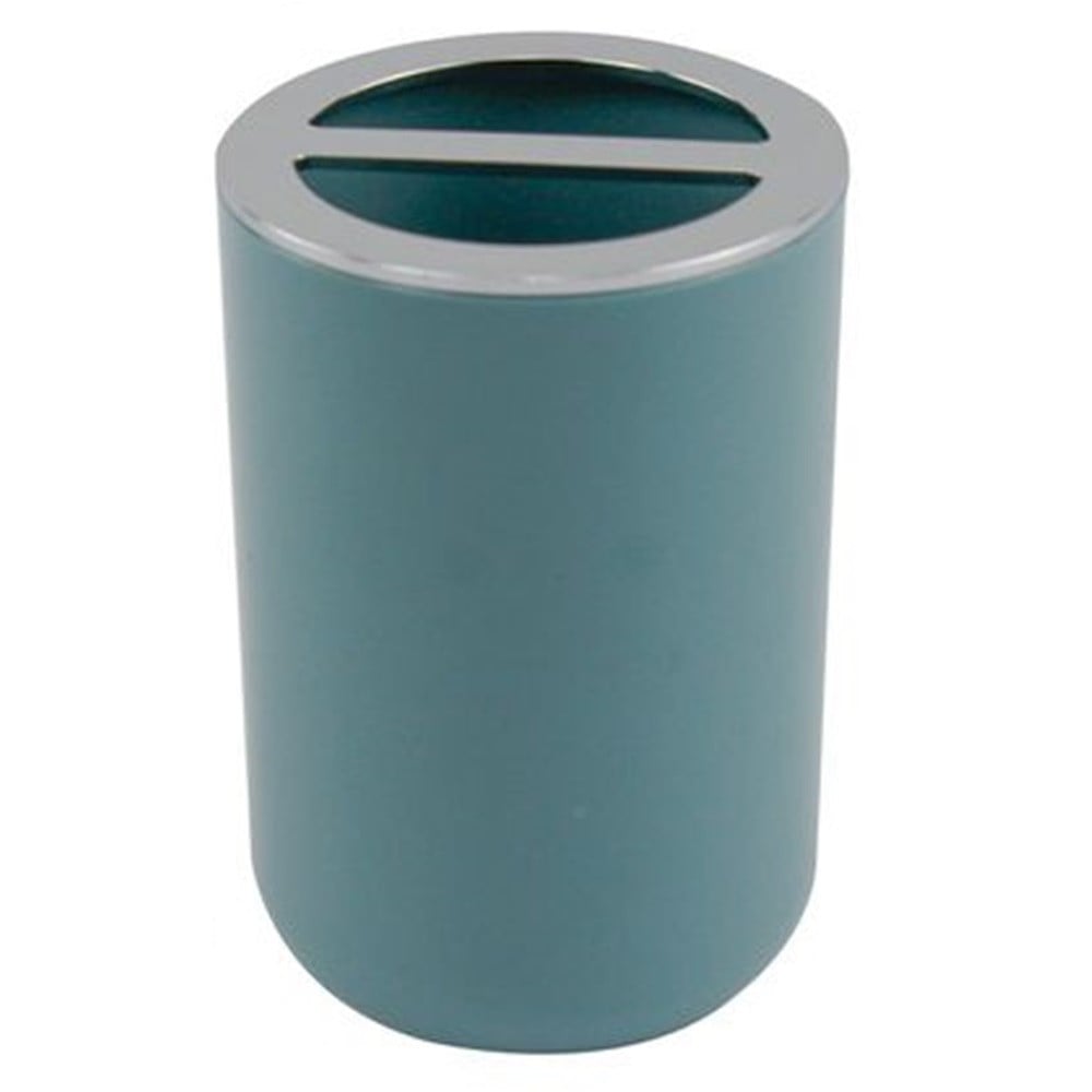 PORTA SPAZZOLINI BICCHIERE BAGNO 2 FORI VERDE PETROLIO SILVER 69474