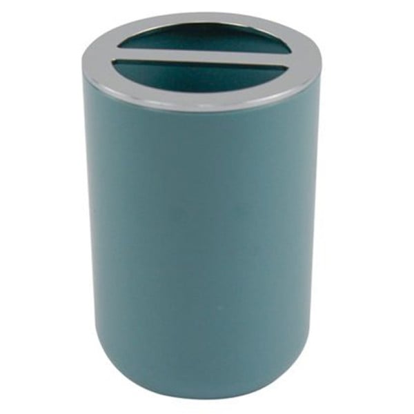 PORTA SPAZZOLINI BICCHIERE BAGNO 2 FORI VERDE PETROLIO SILVER 69474