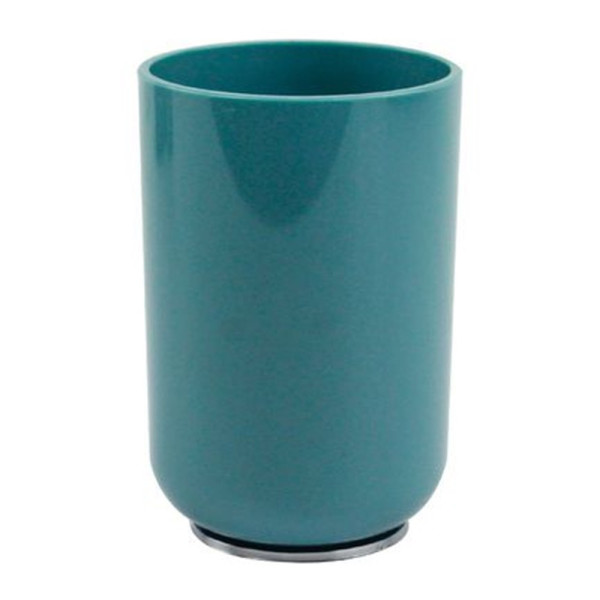 BICCHIERE PORTA SPAZZOLINI VERDE PETROLIO SILVER ACCESSORI BAGNO 69475