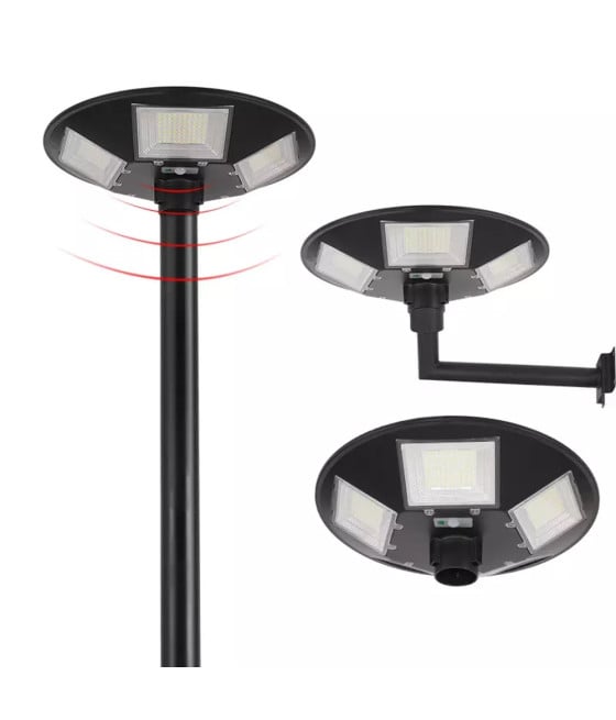 LAMPIONE UFO LED SOLARE 350W SENSORE MOVIMENTO CREPUSCOLARE LUCE FREDDA