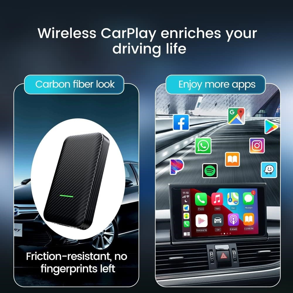 ADATTATORE CARPLAY WIRELESS CARLIN 3.0 AUTO CAVO CONTROLLO VOCALE SIRI