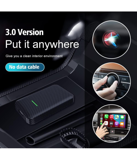 ADATTATORE CARPLAY WIRELESS CARLIN 3.0 AUTO CAVO CONTROLLO VOCALE SIRI