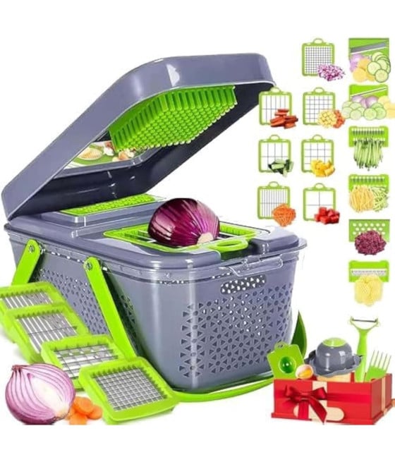 TAGLIA VERDURE MULTIFUNZIONE MANDOLINA MANUALE INOX AFFETTATUTTO