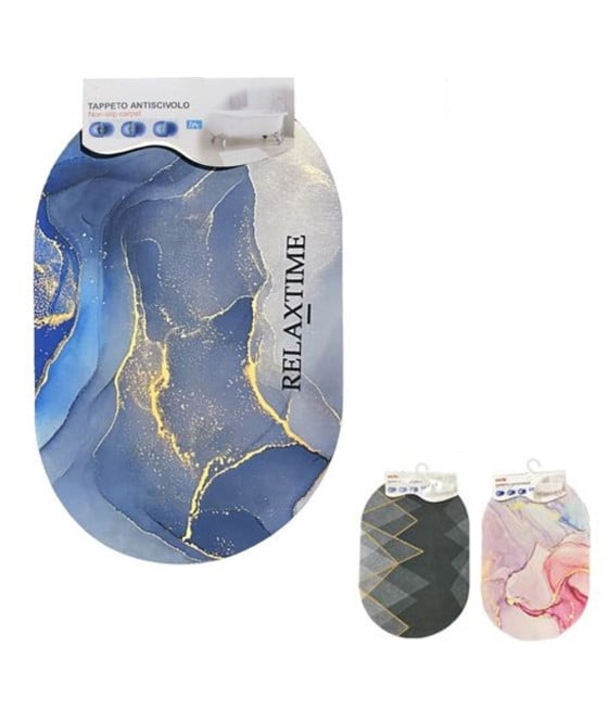 TAPPETO ANTISCIVOLO BAGNO DOCCIA OVALE MORBIDO ASSORBENTE 38X58CM 87225