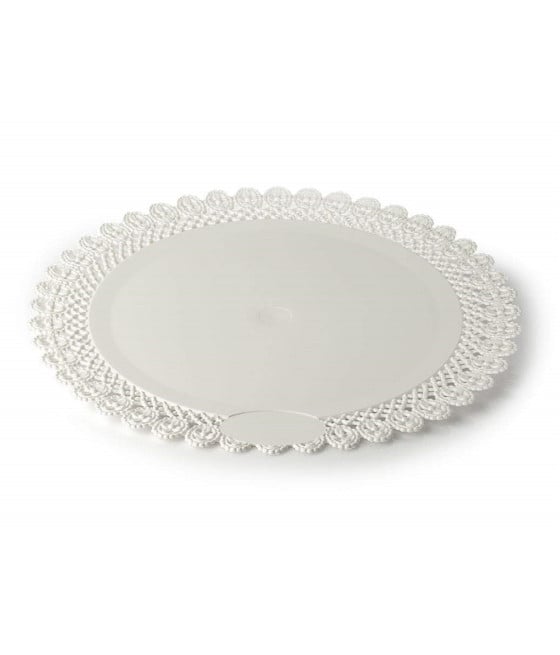 VASSOIO TRAMA TRINATO BIANCO 35 CM ROTONDO PIATTO SOTTO DOLCI