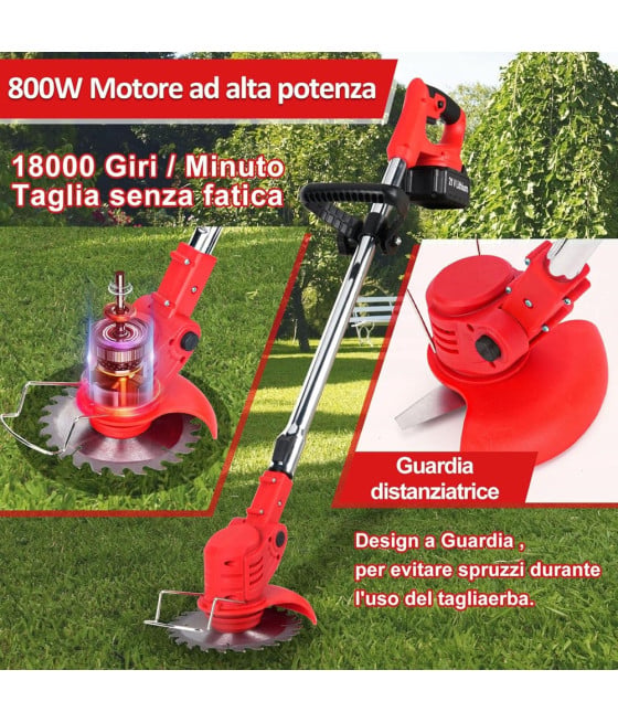 DECESPUGLIATORE A BATTERIA 21V TAGLIABORDI ELETTRICO ALTEZZA REGOLABILE