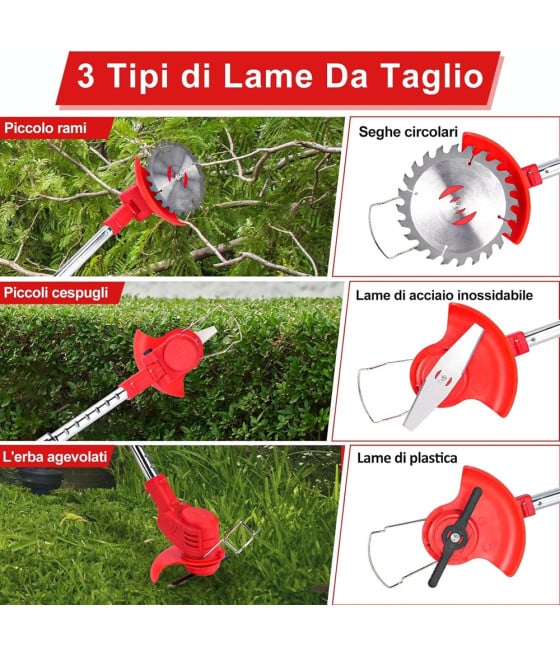 DECESPUGLIATORE A BATTERIA 21V TAGLIABORDI ELETTRICO ALTEZZA REGOLABILE