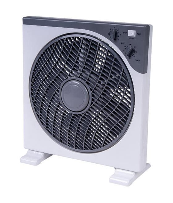 VENTILATORE QUADRATO BOX FAN 45W 30CM CON TIMER BIANCO GRIGIO