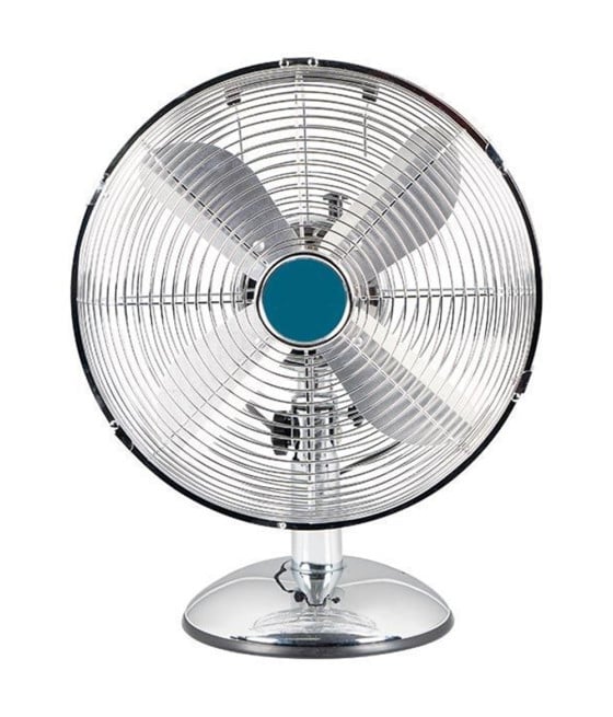 VENTILATORE DA TAVOLO VINTAGE CROMO 45W CON 4 PALE ALLUMINIO