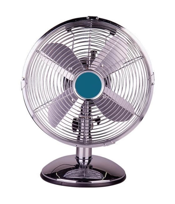 VENTILATORE DA TAVOLO VINTAGE SILVER 40W CON 4 PALE ALLUMINIO