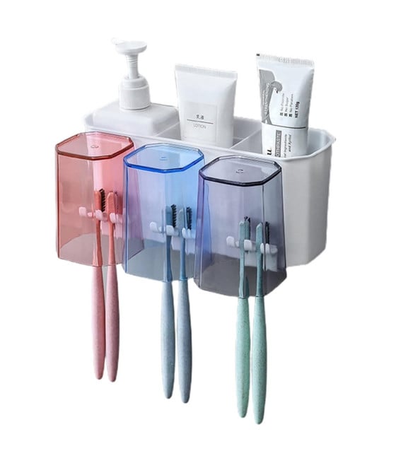 PORTASPAZZOLINO DA PARETE PER DENTIFRICIO ADESIVI PER BAGNO