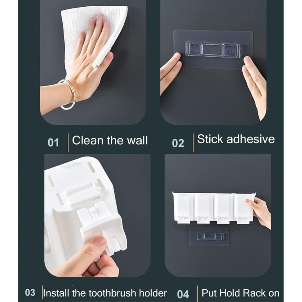 PORTASPAZZOLINO ADESIVO MULTIFUNZIONE ORGANIZER CON 4 TAZZE + 4 SLOT